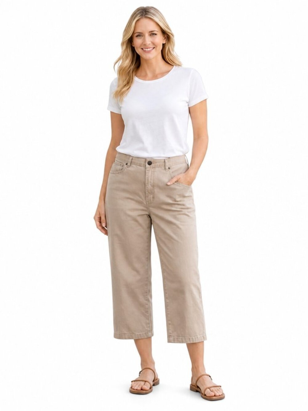 Ralph Lauren Women Khaki Pants Size 12 Cotton Cropped Straight Leg